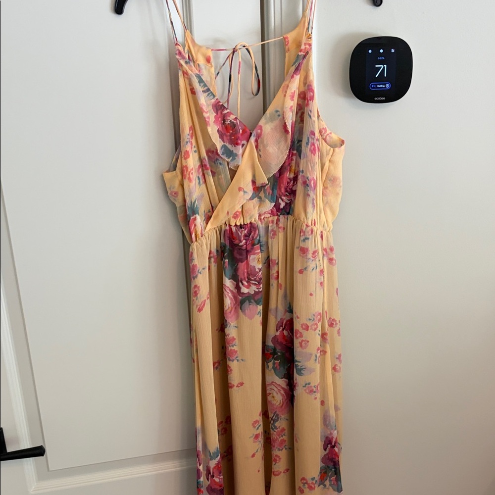 Floral Tie-Back Maxi Dress in Yellow